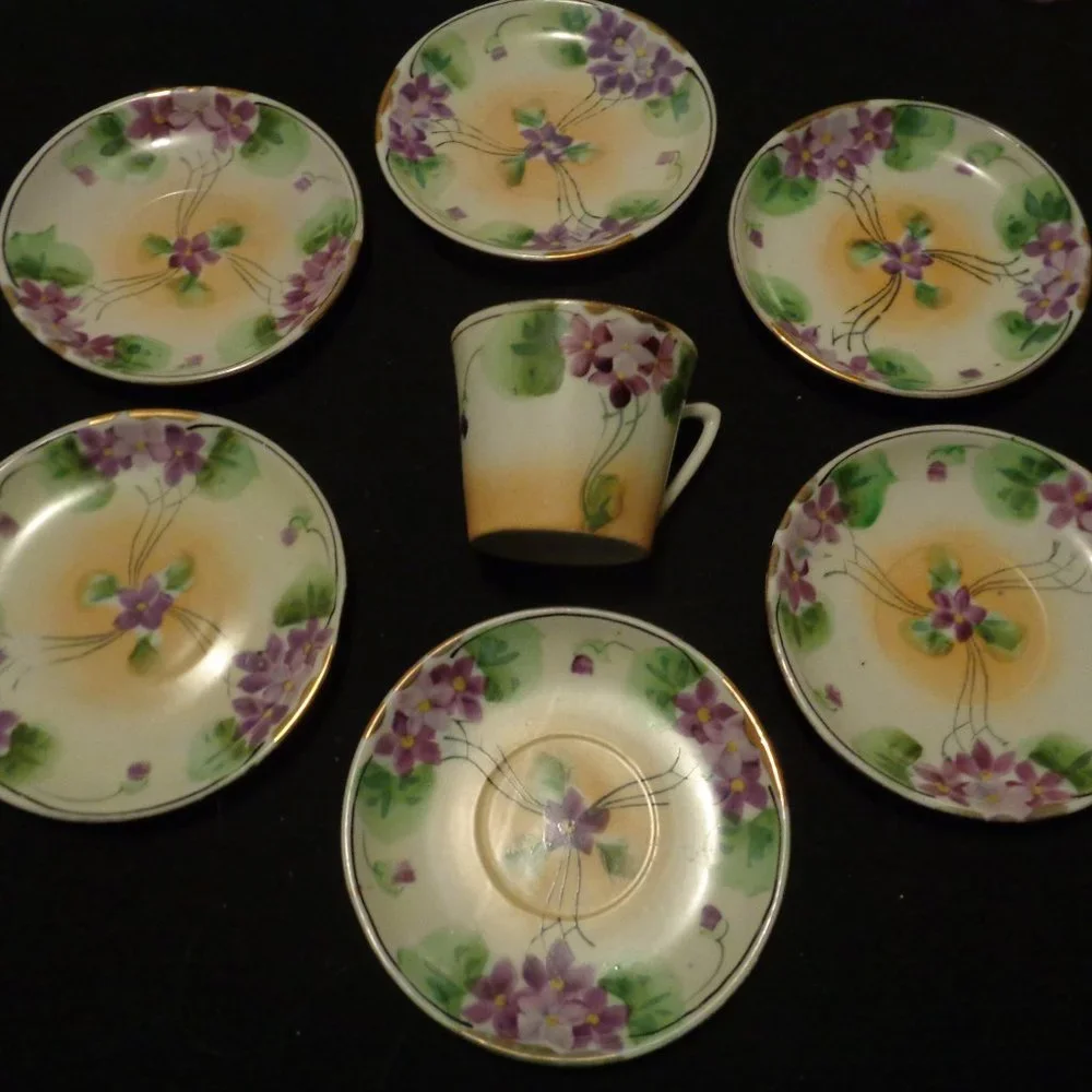 LADYLIKE VINTAGE EDWARDIAN STYLE NIPPON HAND PAINTED PLATES + CUP